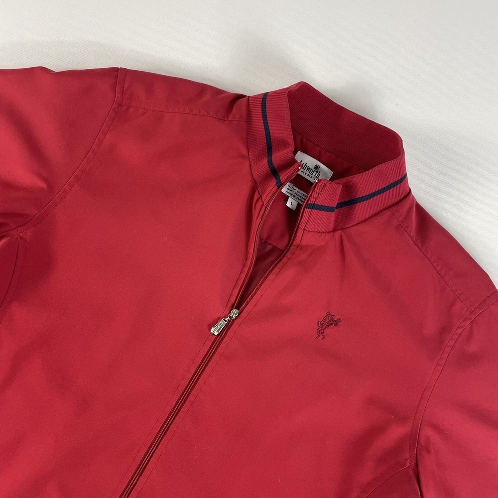 Ashworth Full Zip Jacket Weather Systems Wind/Water Resistant Size L Red Women's